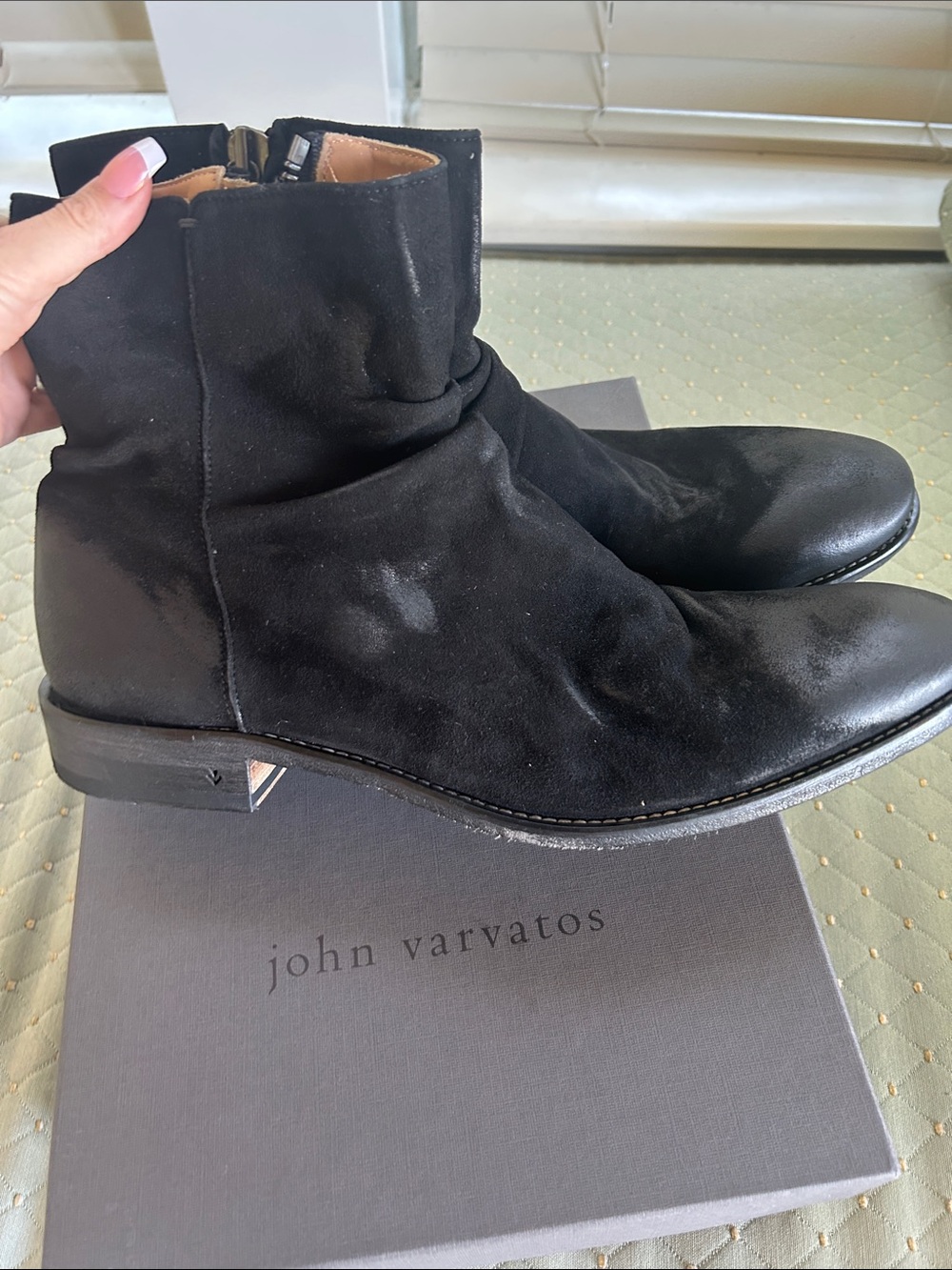 John Varvatos Black Suede Chukka Ankle Boots